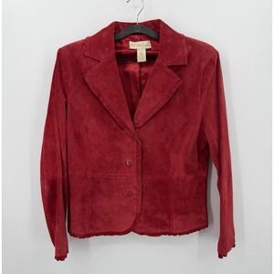Parisian SIGNATURE Leather Jacket Women's Large Suede Red Lined